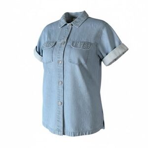 Jaclyn Smith Sport Women's 100% Cotton Button Down Blue Size Small